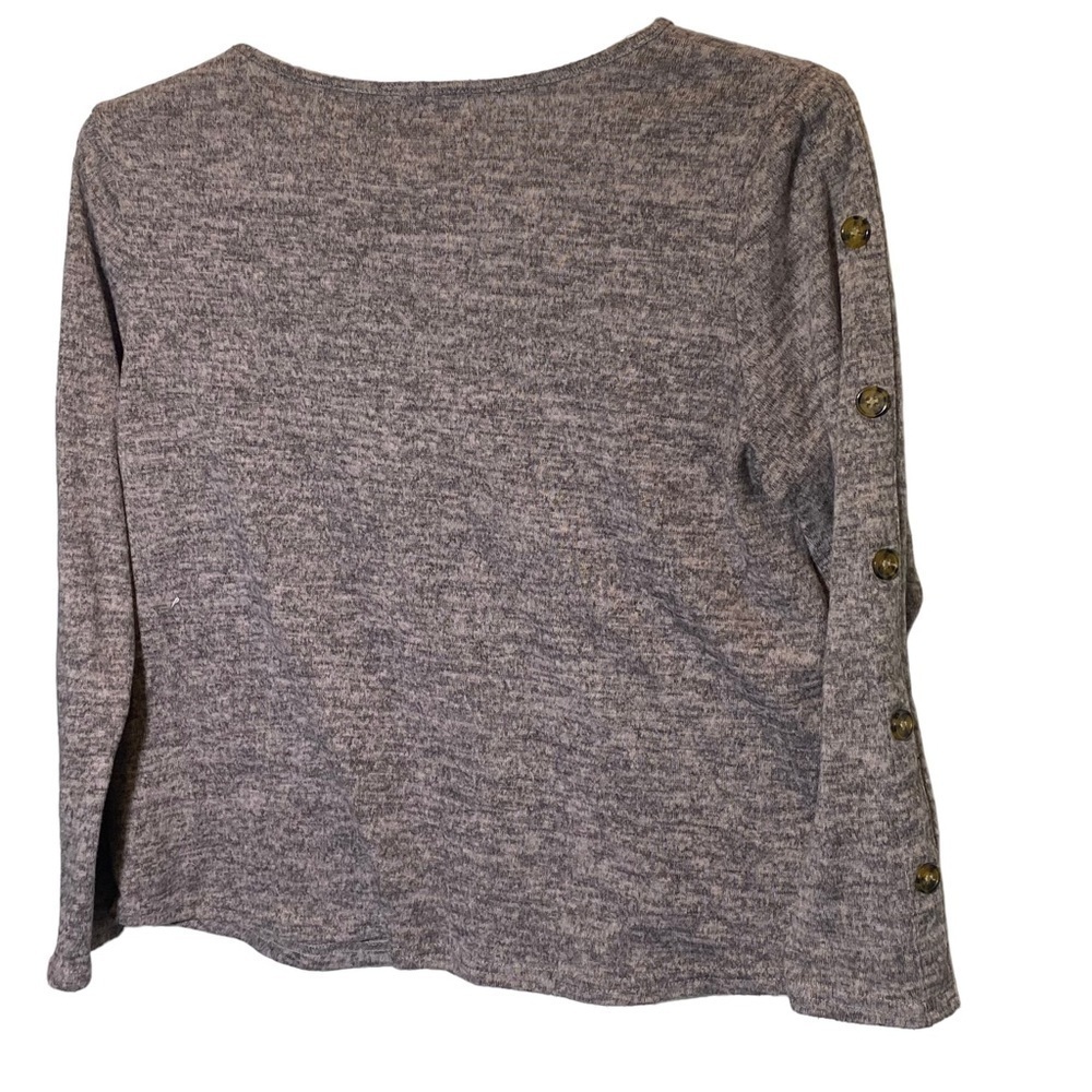 All in Love women's Large subtle pink grey marled knit top button accents boxy - Picture 3 of 6